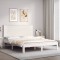 vidaXL Cadru de pat cu tăblie, alb, king size, lemn masiv 3193667