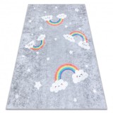 JUNIOR 52063.801 covor lavabil Curcubeu, nori pentru copii anti-alunecare - gri, 160x220 cm