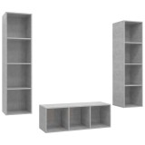 Cumpara ieftin Set de dulapuri TV, 3 piese, gri beton, lemn prelucrat