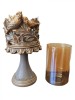 Set 2 Suporturi Lumanari Argintii Ceramica, Aromaterapie, Romantice, 24/16 cm