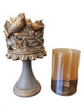 Set 2 Suporturi Lumanari Argintii Ceramica, Aromaterapie, Romantice, 24/16 cm
