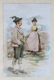Costume traditionale din zona Tirol, Cromolitografie