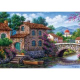 Puzzle 500 piese - Canal With Flowers-Arturo Zarraga, Jad