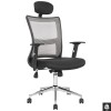 Scaun directorial HM Neon gri, mesh, brate ajustabile, inaltime reglabila, cadru cromat, 100 kg, negru gri