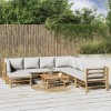 Gossi set mobilier de gradina cu perne gri deschis, 9 piese, bambus