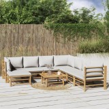 Gossi set mobilier de gradina cu perne gri deschis, 9 piese, bambus