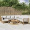 Gossi set mobilier de gradina cu perne gri deschis, 9 piese, bambus