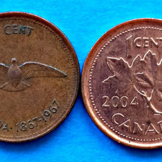 CANADA 1 CENT 1967 + 1 CENT 2004 STARE EXCELENTA SI AUNC