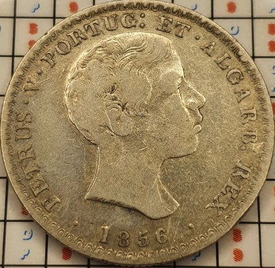 Portugalia 500 reis 1856 argint - km 494 - A007 foto