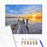 Pictura pe numere - Ponton la apus, 50x40 cm | Brushme
