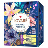 Cutie cu 32 pliculețe de ceai negru cu bergamotă asortat Lovar&eacute; (4 arome x 8 pliculețe): Mango, Vanilie, Trufă, Rodie 32g