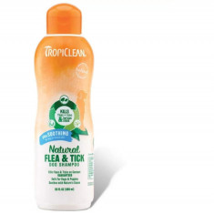 Sampon Tropiclean Natural Flea Tick, pentru caini, 592 ml