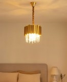 Candelabru Auriu Cu Cristale, 3 Becuri E27, Design Elegant Si Modern