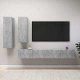 VidaXL Set de dulapuri TV, 4 piese, gri beton, lemn prelucrat