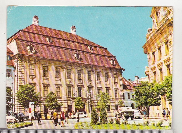 bnk cp Sibiu - Fatada muzeul Brukenthal - circulata