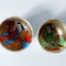 2 vase ceramice japoneze mici, pictate in interior si aurite, 6cm diametru