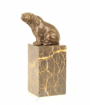 Urs sezand-statueta din bronz pe un soclu din marmura SL-5 foto
