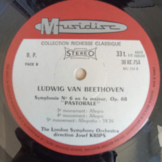 Disc vinil, LP. Symphonie No 6 Pastorale-Beethoven, The London Symphony Orchestra Conducted By Josef Krips