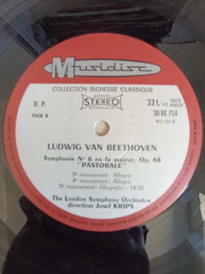 Disc vinil, LP. Symphonie No 6 Pastorale-Beethoven, The London Symphony Orchestra Conducted By Josef Krips-242856 foto