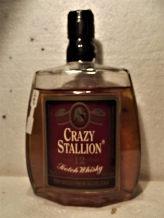 whisky CRAZY STALLION, 12YO, CL. 75 gr 40 ANII 1980