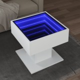 Cumpara ieftin Măsuță de cafea cu LED, alb, 50x50x45 cm, lemn prelucrat