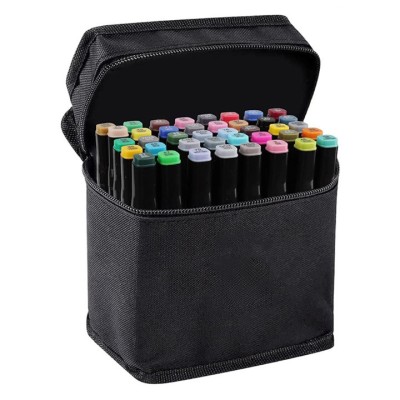 Set 40 Markere Eliandeco &amp;reg;, Cu 2 Varfuri Intens Colorate, Geanta De Depozitare Inclusa, Pentru Toate Tipurile De Desen, Multicolor foto