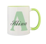 Cana maner verde personalizata prenume Alina, INOVATIX&reg;. 330ml, Oem