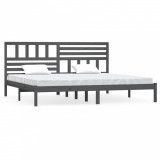 Cumpara ieftin Cadru de pat, gri, 200 x 200 cm, lemn masiv de pin