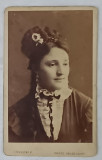 FOTOGRAF CIEHULSKI , TARGU - MURES , PORTRETUL UNEI DOAMNE , FOTOGRAFIE C.D.V. , SFARSIT DE SECOL XIX