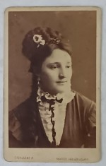 FOTOGRAF CIEHULSKI , TARGU - MURES , PORTRETUL UNEI DOAMNE , FOTOGRAFIE C.D.V. , SFARSIT DE SECOL XIX foto
