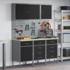 VidaXL Set banc de lucru, 8 piese, negru, oțel