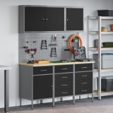 VidaXL Set banc de lucru, 8 piese, negru, oțel