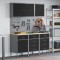 vidaXL Set banc de lucru, 8 piese, negru, oțel