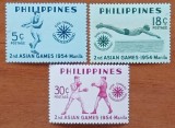 PFILIPINE-1954-''SPORT-JOCURILE -ASIATICE-Serie completa 3v-MNH/Stampilate.--Vezi-Scan