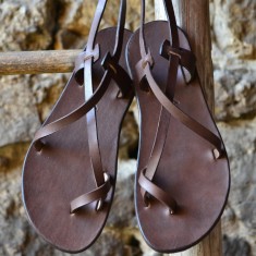 Sandale Dama Model Traveller Piele Naturala Maro - Curele Complet Ajustabile foto