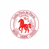 Abtibild sticker feng shui cu cal rosu si floare de piersic - 5cm