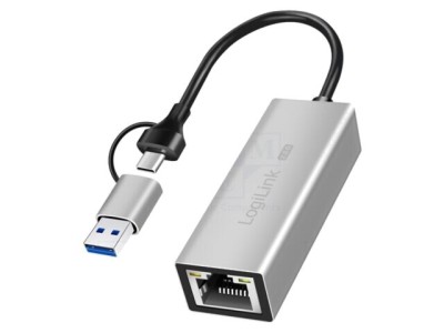 Adaptor USB 3.2 la Ethernet Gigabit LOGILINK gri 0,15m foto