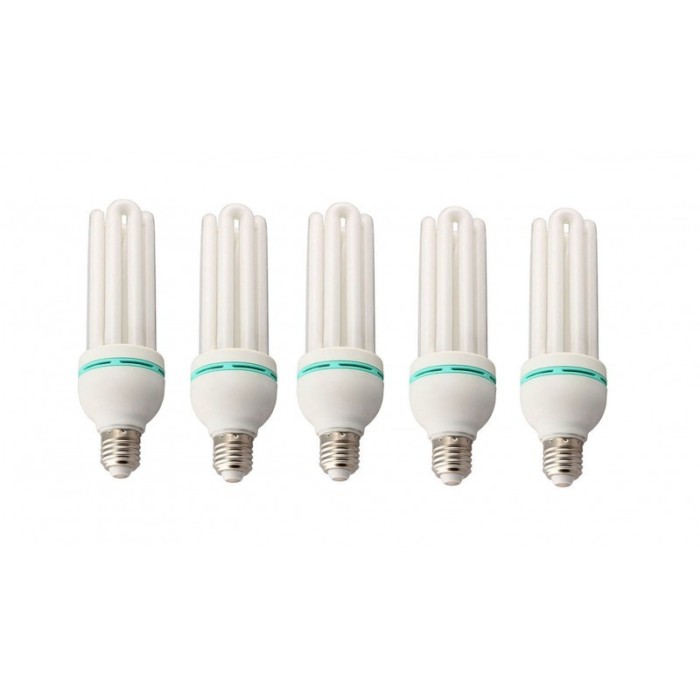 Set 5 Becuri Economice , Forma 4U , 26 W , Alb , Fasung E27 , Intensitate 6400 K