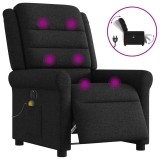 VidaXL Fotoliu electric de masaj rabatabil, negru, textil