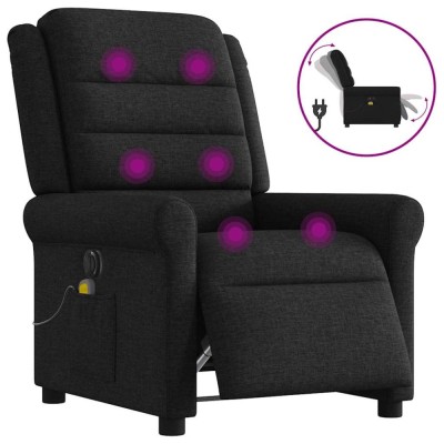 vidaXL Fotoliu electric de masaj rabatabil, negru, textil 3303306 foto
