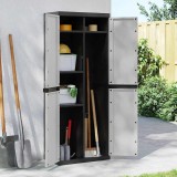 VidaXL Dulap depozitare de exterior, gri și negru, 65x37x165 cm, PP