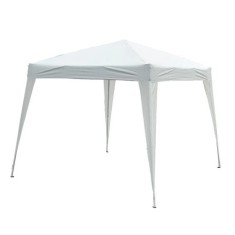 Pavilion pentru gradina/terasa, cadru metalic, material Oxford, pliabil, cu geanta, alb, 3x3x2.4 m