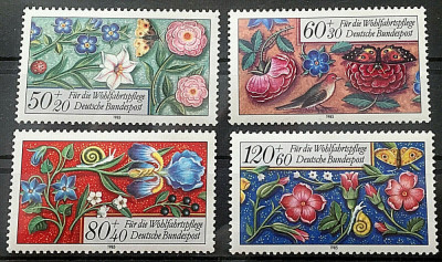 GERMANIA 1985 BUNASTARE , BRODERIE , FLORI ,PASARI , SERIE NESTAMPILATE foto