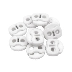 Set 10 opritori pentru snur cu 2 gauri Crisalida, 20 x 20 mm, Alb