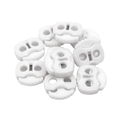 Set 10 opritori pentru snur cu 2 gauri Crisalida, 20 x 20 mm, Alb foto