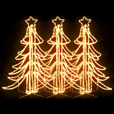 Figurina brad de Craciun pliabil LED 3 buc alb cald 87x87x93 cm foto