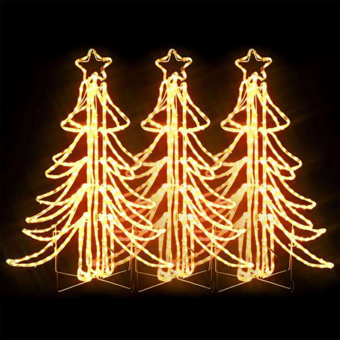 Figurina brad de Craciun pliabil LED 3 buc alb cald 87x87x93 cm