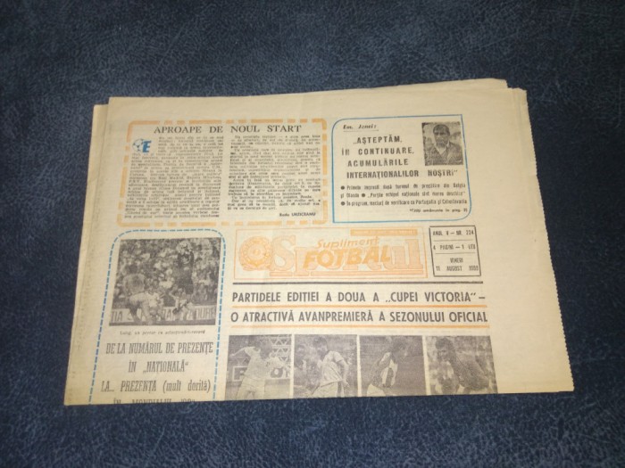 ZIARUL SPORTUL SUPLIMENT FOTBAL 11 AUGUST 1989