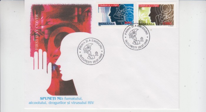 C12 - FDC Romania - Spuneti NU fumat, alcool si virusului HIV - LP1488 - 1999