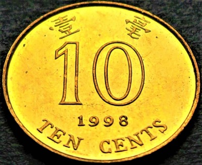 Moneda 10 CENTI - HONG KONG, anul 1998 * cod 728 = UNC foto